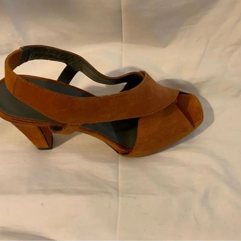 New Oh Healthy Heels reddish orange leather Strappy FABULOUS !  size 36